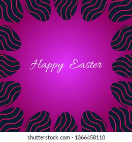 Happy Easter design.Easter Eggs frame with Happy Easter text.Vector illustration - Vector