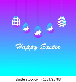 Happy Easter design.Easter Eggs isolated on blue background. Vector illustration - Vector