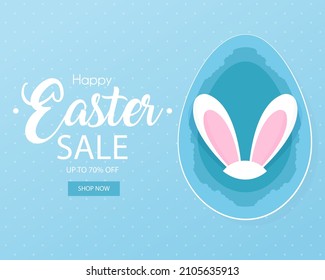 Happy easter, discount template. Vector illustration.