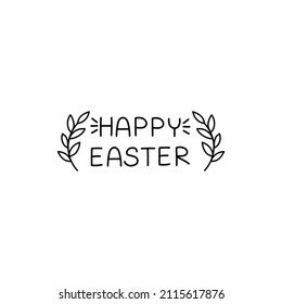 Happy easter doodle black and white lettering