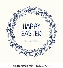 Happy Easter doodle. For invitation, card, ticket, branding, logo, label, emblem. Seasons Greetings