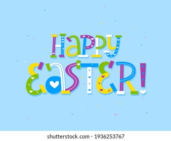 Tarjeta de saludo de la carta del niño del doodle feliz de Pascua