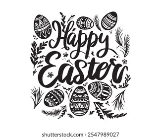 Happy Easter drawing. Can be used for prints. Vector.
