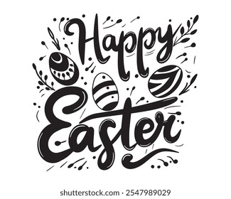 Happy Easter drawing. Can be used for prints. Vector.