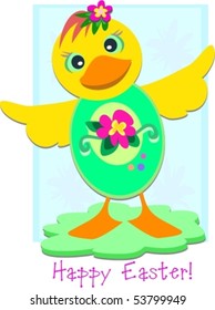 Happy Easter Duck Egg Vector