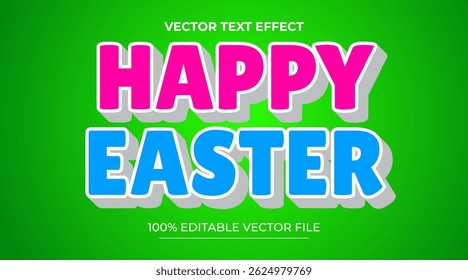 Happy easter editable text style effect with colorful style