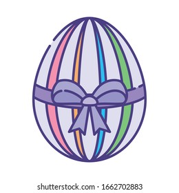 Happy easter egg with bowtie flat style icon design, Spring decoration holiday greeting ornament celebration festive season tradition and festival theme Vector illustration