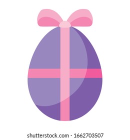 Happy easter egg with bowtie flat style icon design, Spring decoration holiday greeting ornament celebration festive season tradition and festival theme Vector illustration