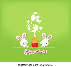 happy easter egg and bunny funny greeting card