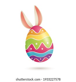 Happy Easter! Easter egg bunny. Isolated.