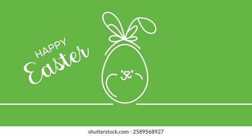 Happy Easter Egg card with bunny ears for Easter season.Vector Illustration.
