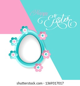 Happy Easter Egg celebration concept. Easter greeting card paper art. Vector
