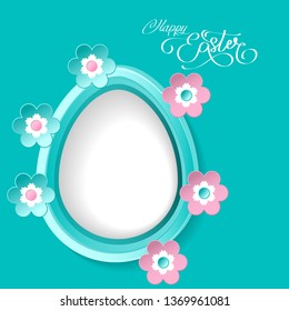 Happy Easter Egg celebration concept. Easter greeting card paper art. Vector