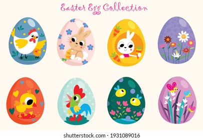 Happy easter egg collection funny and cute
