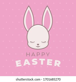 Tarjeta feliz de saludos coloridos de Huevo de Pascua, dibujada a mano con un retenedor de conejitos - EPS vectorial