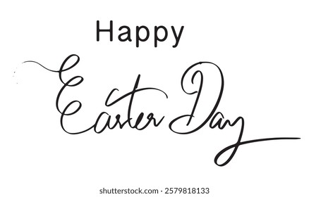 Happy easter egg day text font calligraphy hand written lettering script black color design sign symbol decoration happy easter day bunny rabbit april month 2025 year event holiday easter day spring