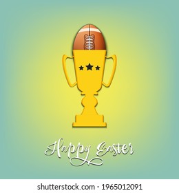 Happy Easter. Egg decorated in the form of a football ball in goblet on an isolated background. Pattern for greeting card, banner, poster, invitation. Vector illustration