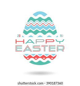 Happy easter egg emblem. Color print on white background