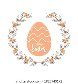 ilustración vectorial del huevo de Pascua feliz y decoración floral