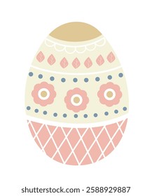 Huevo de Pascua feliz con patrón floral y geométrico – Ilustración vectorial