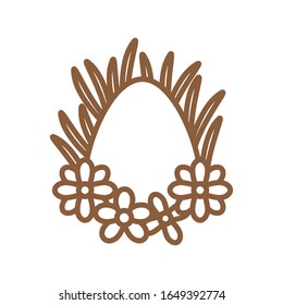 Happy Osterei mit Blumen Linie Stil Symbol Design, Frühlingsdekoration Feiertage Feiertage Festsaisontradition und Festival Thema Vektorillustration Illustration