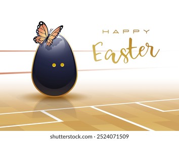 Happy Easter. Easter egg in the form of a Squash ball and Butterfly. Vector illustration.