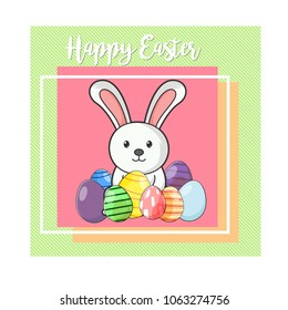 Happy Easter Egg greeting card with rabbit