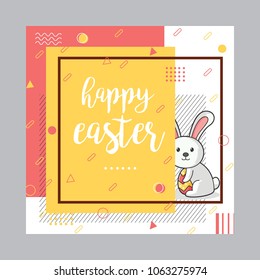 Happy Easter Egg greeting card with rabbit