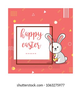 Happy Easter Egg greeting card with rabbit