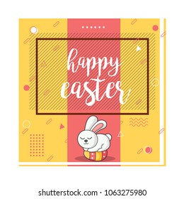 Happy Easter Egg greeting card with rabbit