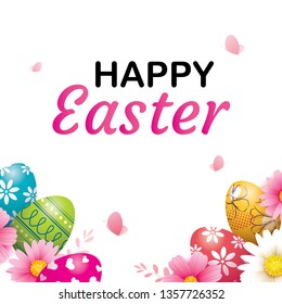 Happy easter egg greeting card background template.Can be used for invitation, ad, wallpaper,flyers, posters, brochure.