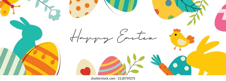 Happy easter egg greeting card background template.Can be used for invitation, ad, wallpaper,flyers, posters, brochure.