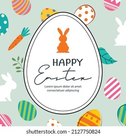 Happy easter egg greeting card background template.Can be used for social media, invitation, ad, wallpaper,flyers, posters, brochure.