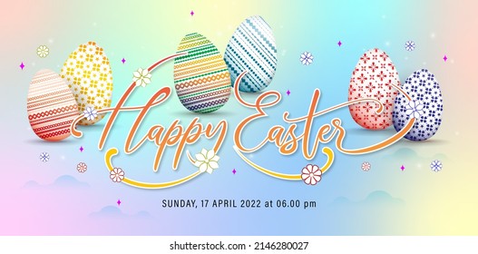 Happy Easter Egg Greeting Card, Applicable For Corporate Sign, Greeting Cards, Invitation Template, Social Media Posts, Ads Campaign, Instagram Feeds, Advertising, Billboard, Neon Sign, Video Motion 