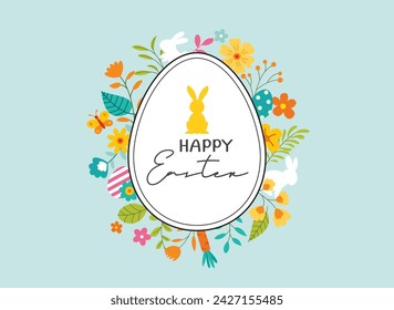 Happy easter egg greeting card background template.Can be used for cover, invitation, ad, wallpaper,flyers, posters, brochure.