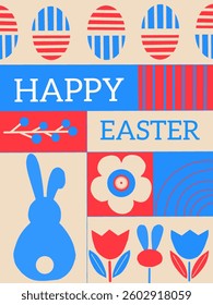 Happy easter egg greeting card background template. Can be used for invitation, ad, wallpaper, posters,