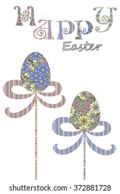 Happy Easter egg greeting card cover design vector