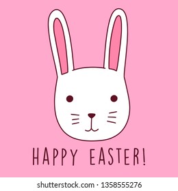Happy Easter Egg Greetings Card. Illustration Bunny Cute Drawn by Hand in Doodle Style - Vector EPS 10