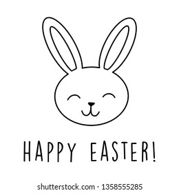 Happy Easter Egg Greetings Card. Illustration Bunny Cute Drawn by Hand in Doodle Style - Vector EPS 10