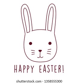 Happy Easter Egg Greetings Card. Illustration Bunny Cute Drawn by Hand in Doodle Style - Vector EPS 10