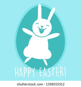 Happy Easter Egg Greetings Card. Illustration Bunny Cute Drawn by Hand in Doodle Style - Vector EPS 10