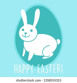 Happy Easter Egg Greetings Card. Illustration Bunny Cute Drawn by Hand in Doodle Style - Vector EPS 10