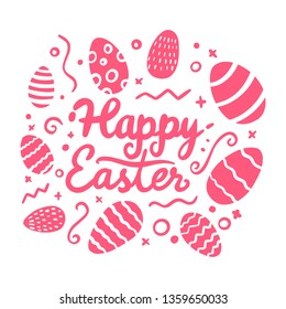 Happy Easter Egg Greetings Card drawn by hand - Vector EPS