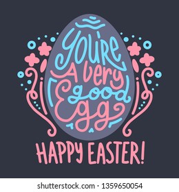 Happy Easter Egg Greetings Card drawn by hand - Vector EPS