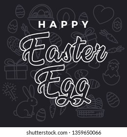 Happy Easter Egg Greetings Card drawn by hand - Vector EPS