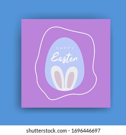 Happy easter egg with hiding rabbit with ornament lines around it, Can be used for many purpose.