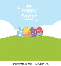 Happy Easter Egg Hunt background Vector