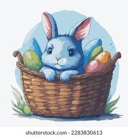 Happy Easter Egg Hunt Bunny Vector Graphic