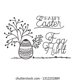 happy easter egg hunt label isolated icon