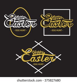 Happy Easter egg hunt. Lettering.